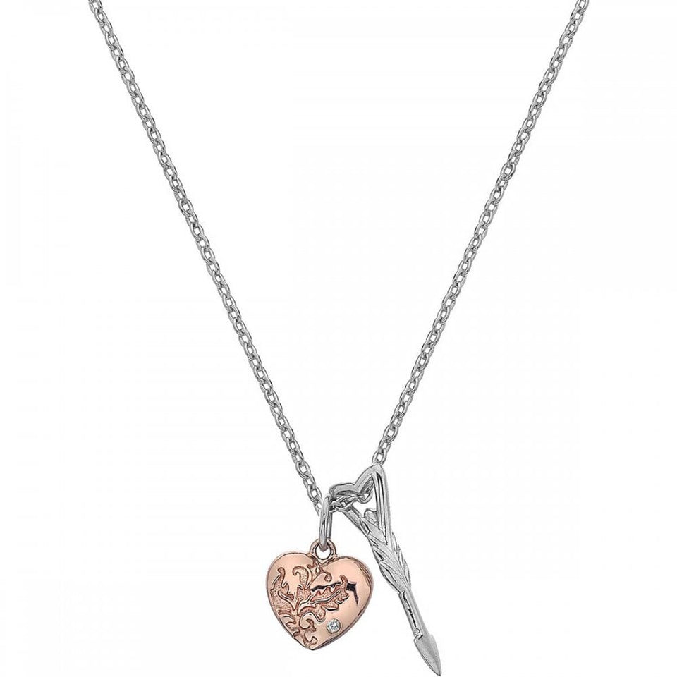 Hot Diamonds Cupid Two Tone Heart & Arrow Necklace