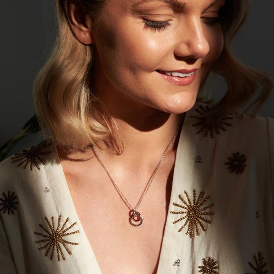Hot Diamonds Eternal Two Tone Interlocking Circles Necklace