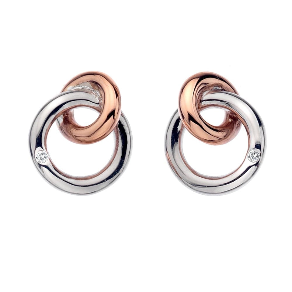 Hot Diamonds Eternal Two Tone Interlocking Circles Stud Earrings
