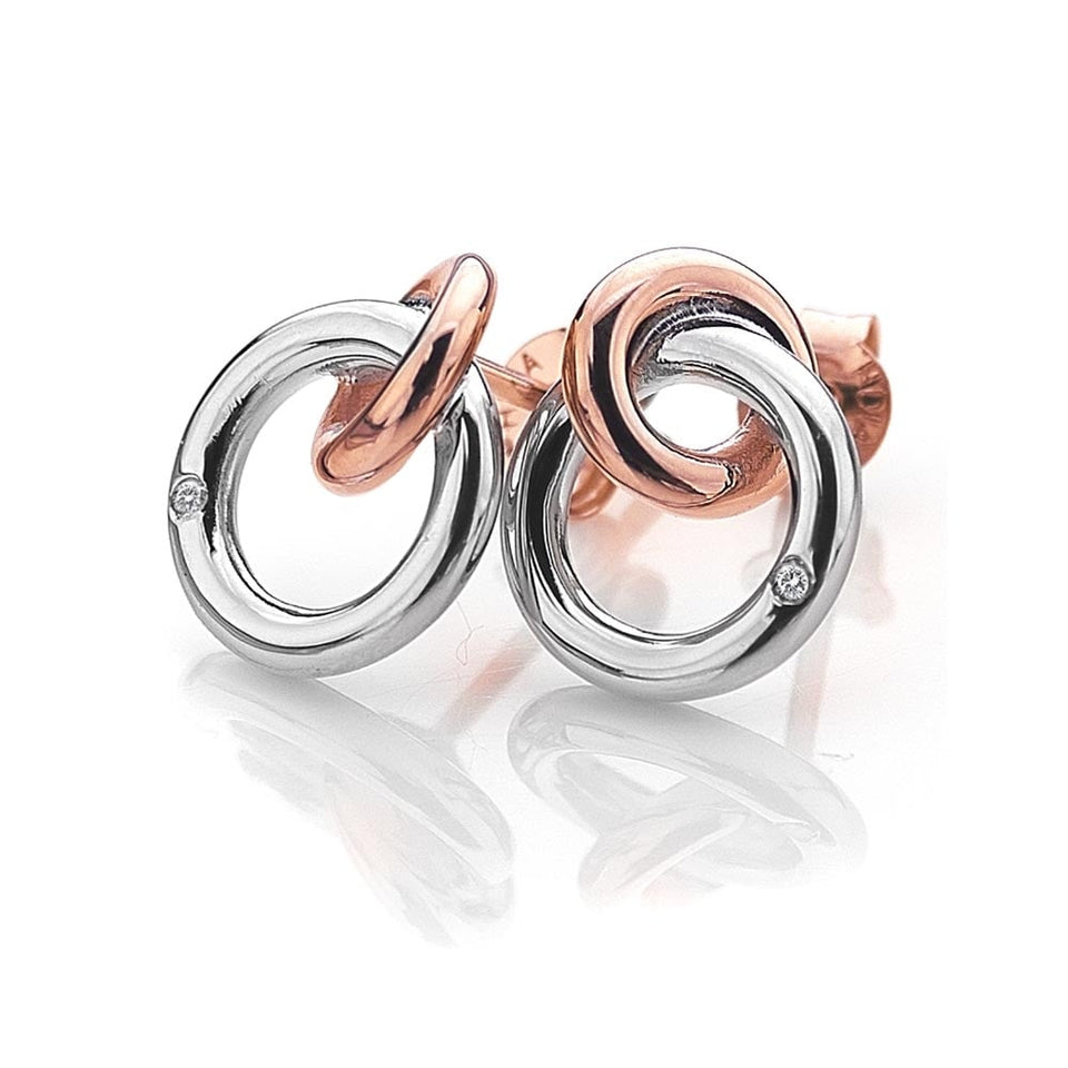 Hot Diamonds Eternal Two Tone Interlocking Circles Stud Earrings