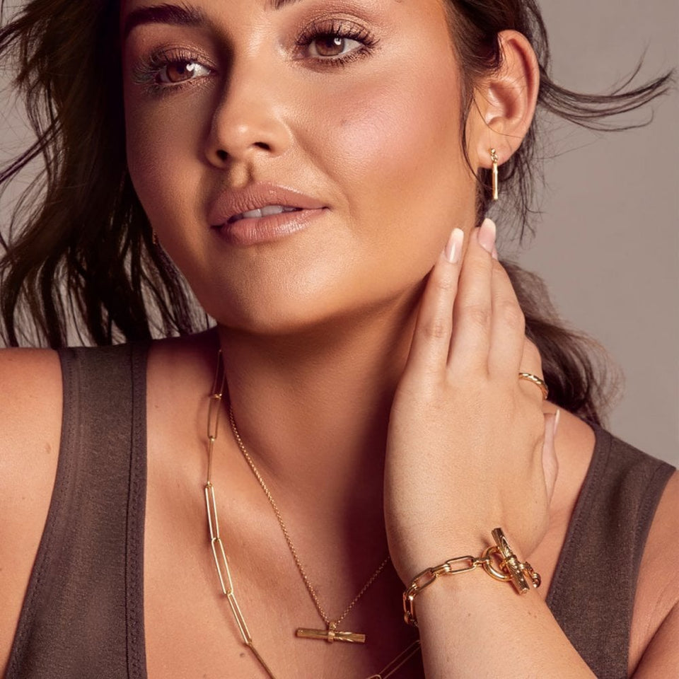 Hot Diamonds Golden Edit 18ct Gold Plated Hope Bar Necklace