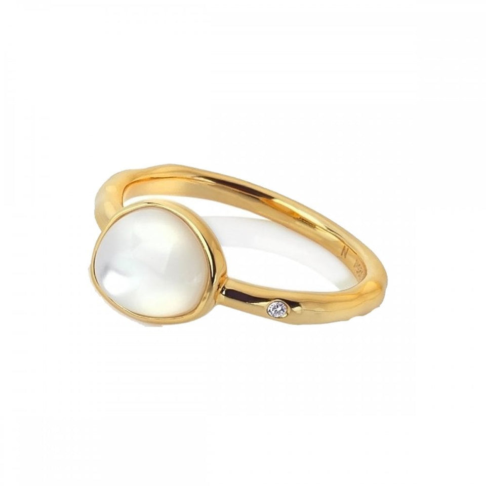 Hot Diamonds Golden Edit 18ct Gold Plated Mother of Pearl Ring