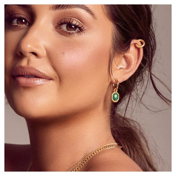 Hot Diamonds Golden Edit 18ct Gold Plated Revive Malachite Earrings