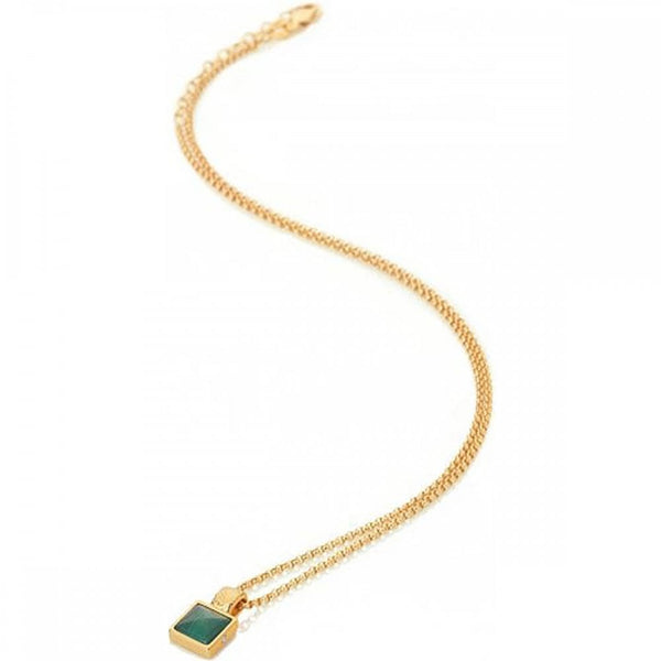 Hot Diamonds Golden Edit 18ct Gold Plated Revive Malachite Square Necklace