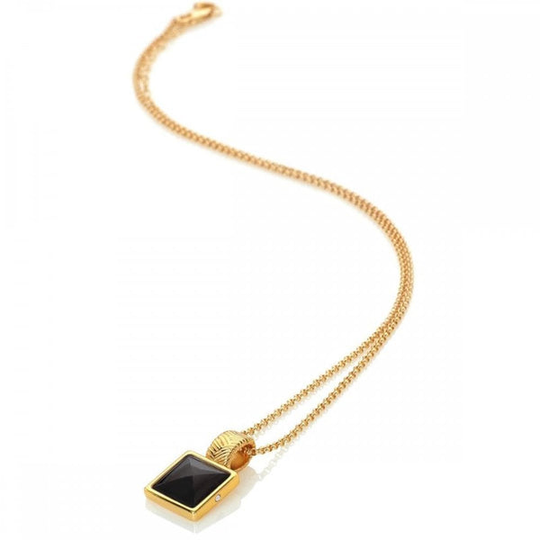 Hot Diamonds Golden Edit Black Onyx Sqaure Necklace