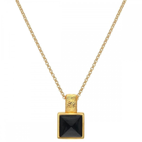 Hot Diamonds Golden Edit Black Onyx Sqaure Necklace