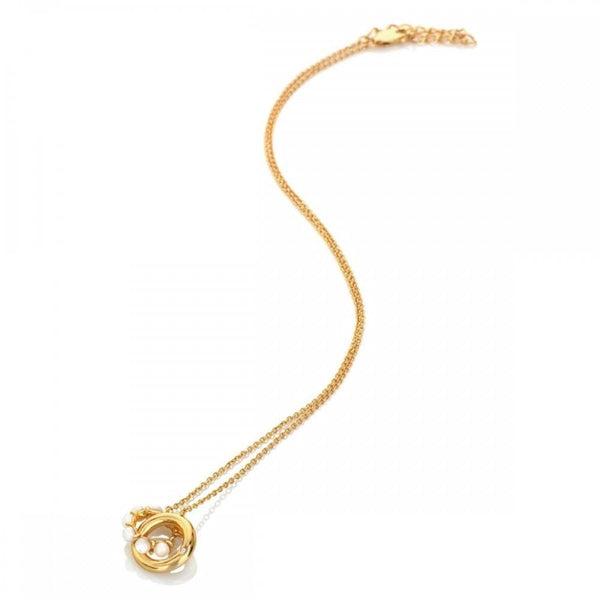 Hot Diamonds Golden Edit Calm Mother Of Pearl Gold Plated Interlocking Necklace