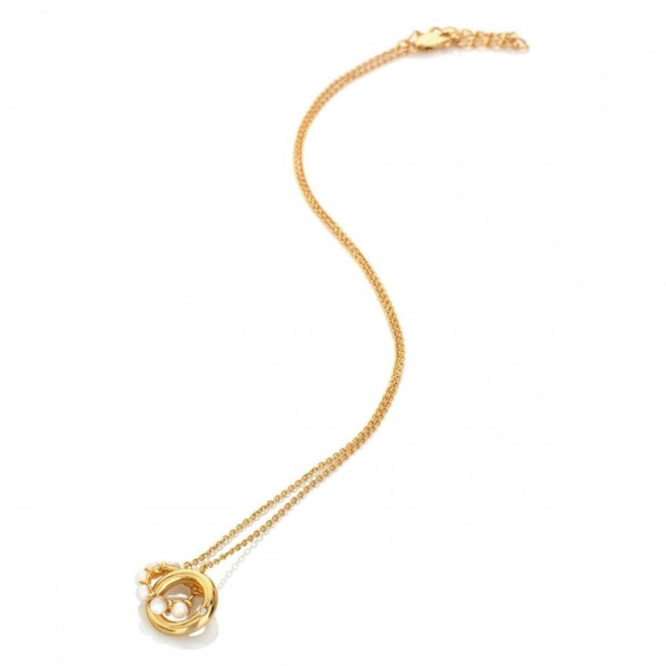 Hot Diamonds Golden Edit Calm Mother Of Pearl Gold Plated Interlocking Necklace