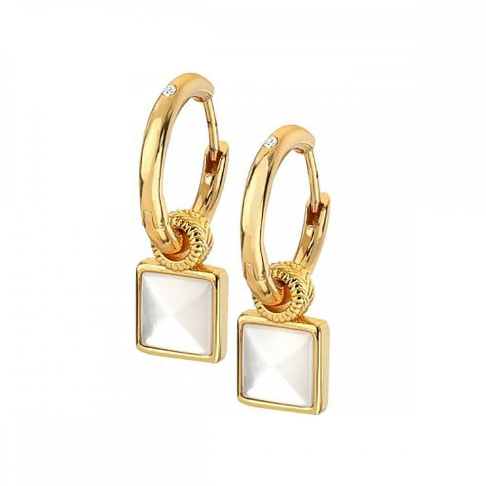 Hot Diamonds Golden Edit Calm Mother of Pearl Square Earrings