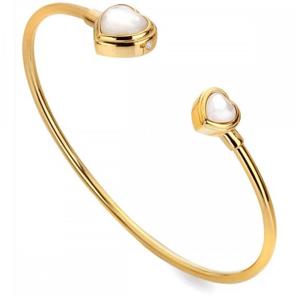Hot Diamonds Golden Edit Gold Plated Mother Of Pearl Heart Bangle