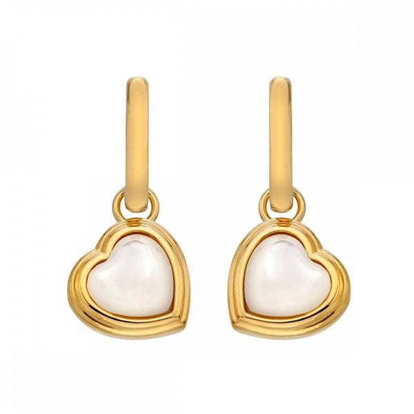 Hot Diamonds Golden Edit Gold Plated Mother Of Pearl Heart Drop Earrings