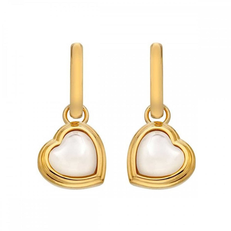 Hot Diamonds Golden Edit Gold Plated Mother Of Pearl Heart Drop Earrings