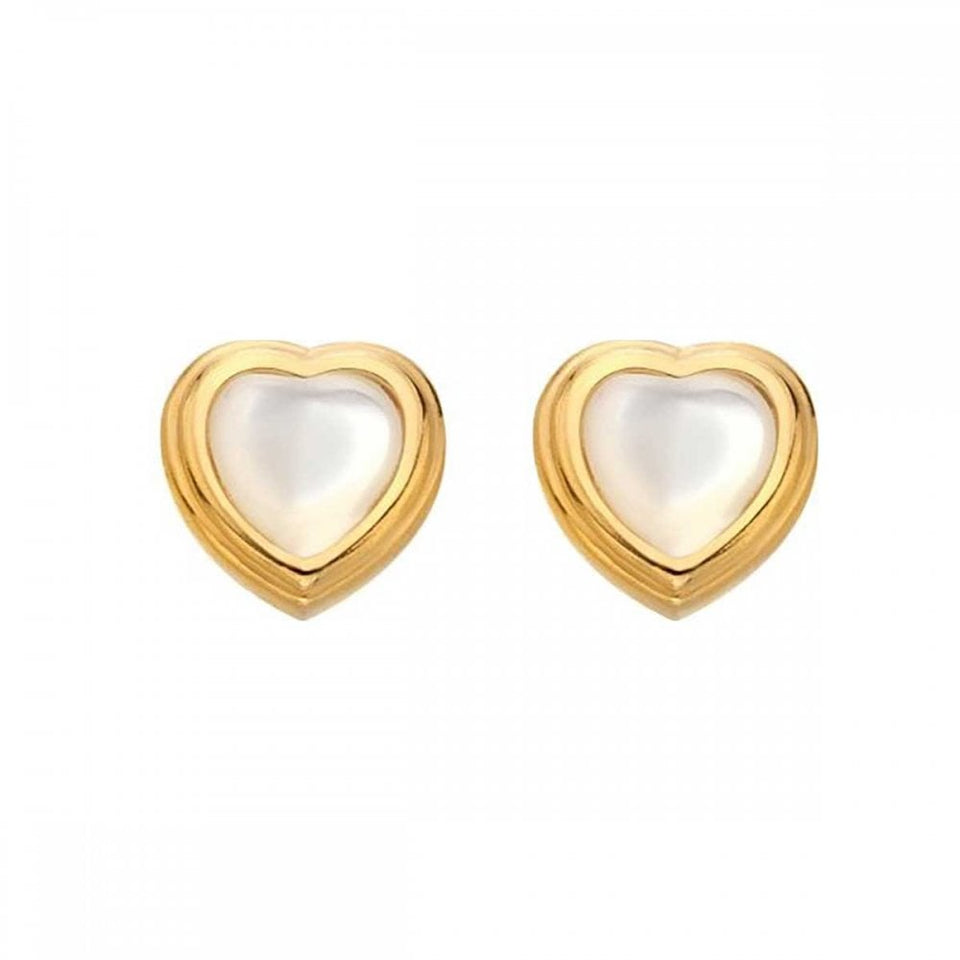 Hot Diamonds Golden Edit Gold Plated Mother Of Pearl Heart Earrings