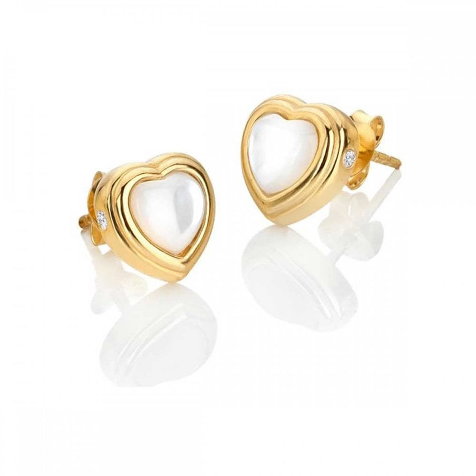 Hot Diamonds Golden Edit Gold Plated Mother Of Pearl Heart Earrings