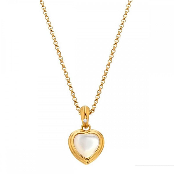 Hot Diamonds Golden Edit Gold Plated Mother Of Pearl Heart Necklace