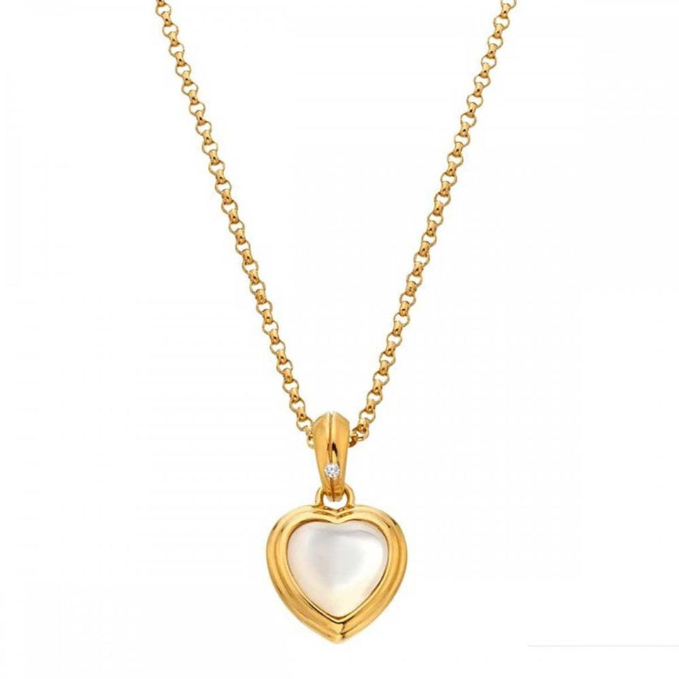Hot Diamonds Golden Edit Gold Plated Mother Of Pearl Heart Necklace