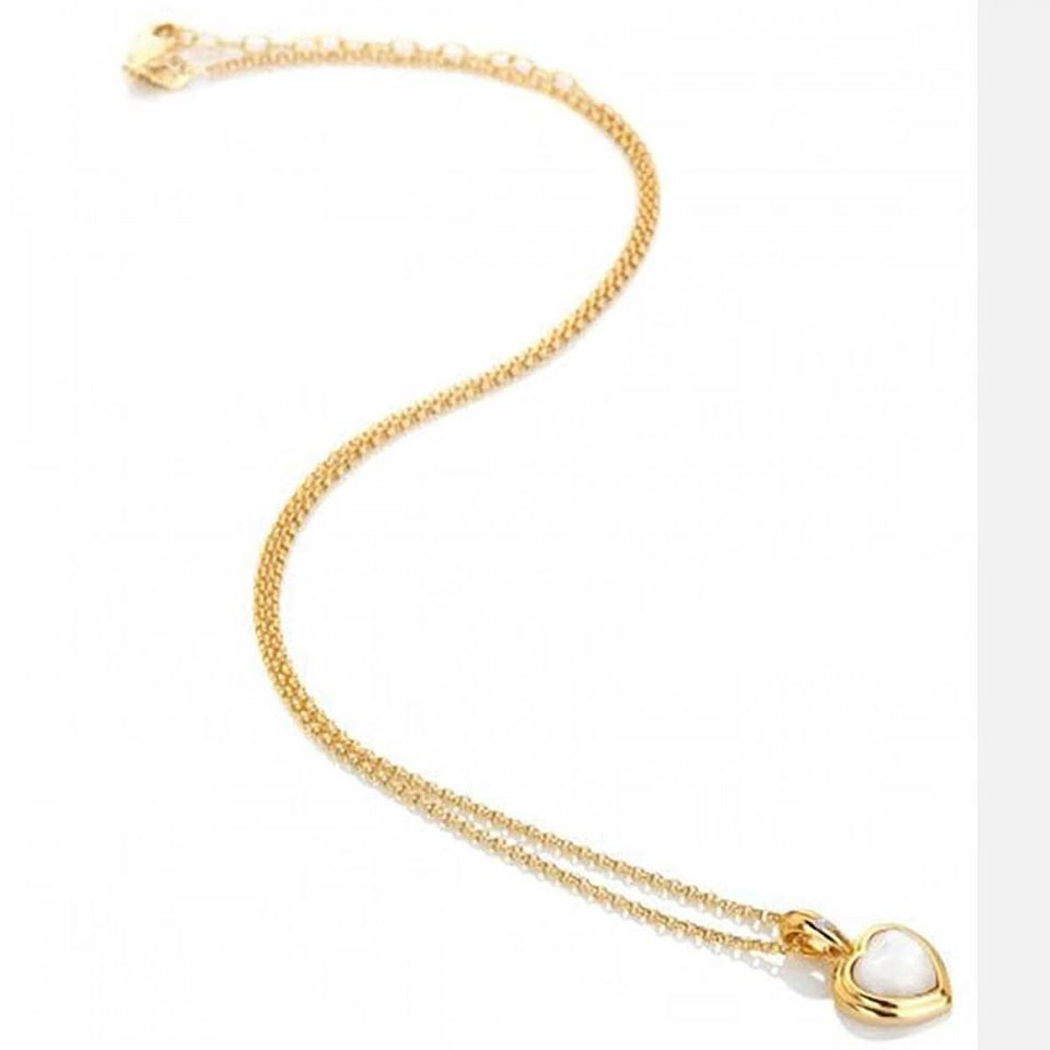 Hot Diamonds Golden Edit Gold Plated Mother Of Pearl Heart Necklace