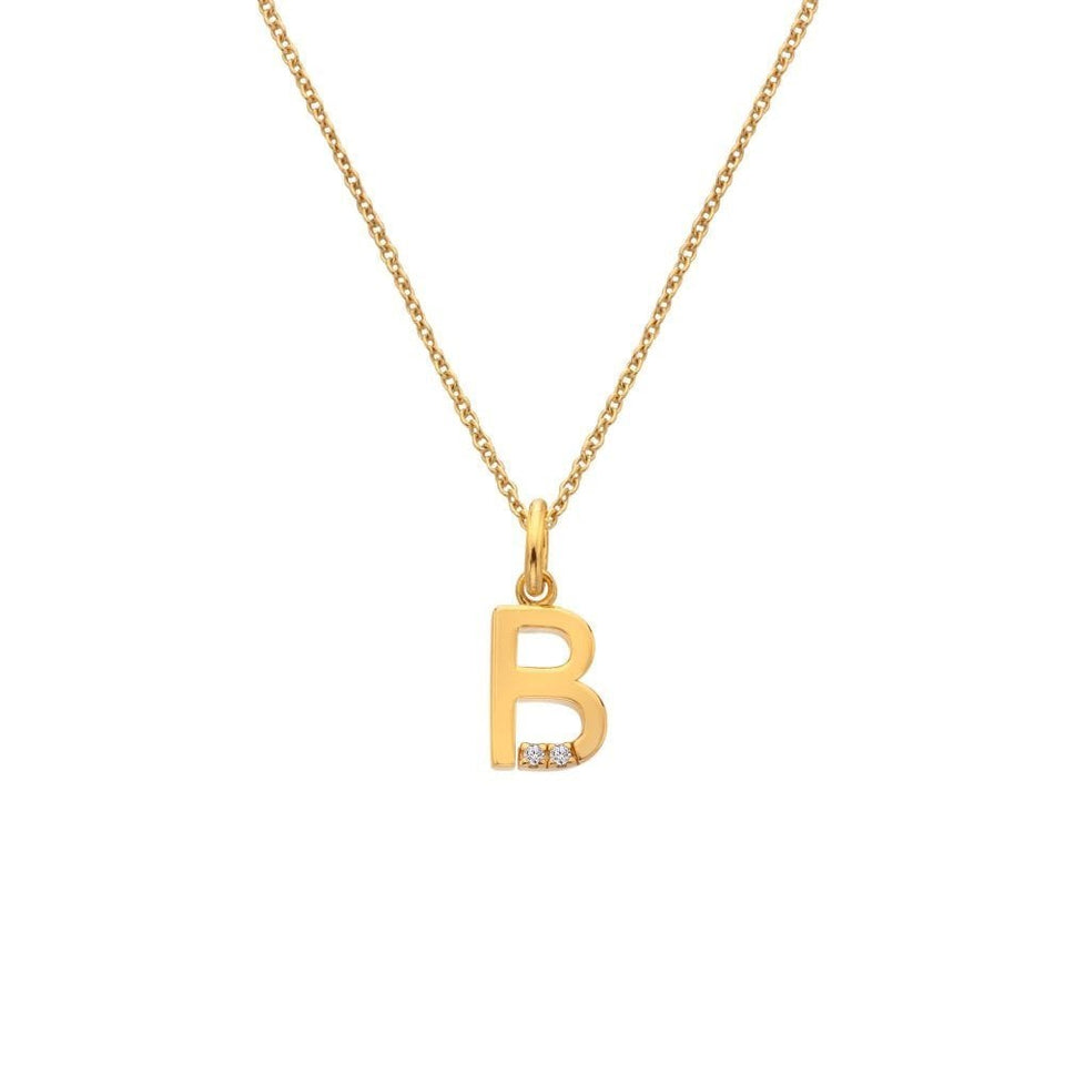 Hot Diamonds Golden Edit Letter 'B' Gold Plated Necklace