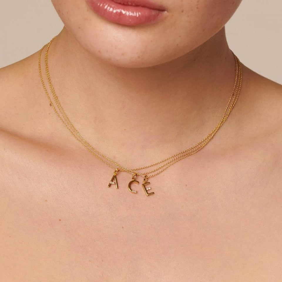 Hot Diamonds Golden Edit Letter 'E' Gold Plated Necklace