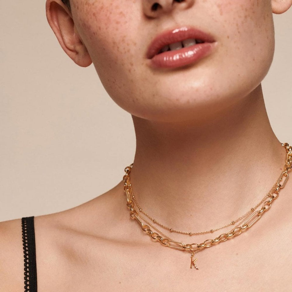 Hot Diamonds Golden Edit Letter 'K' Gold Plated Necklace