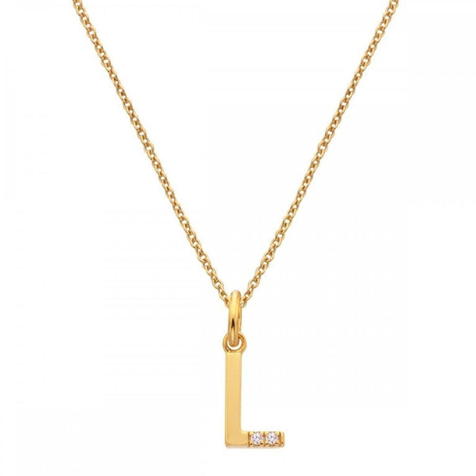 Hot Diamonds Golden Edit Letter 'L' Gold Plated Necklace