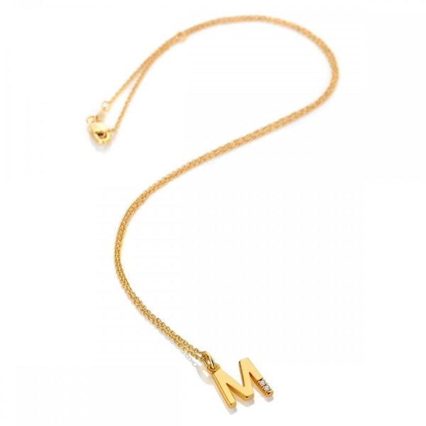 Hot Diamonds Golden Edit Letter 'M' Gold Plated Necklace