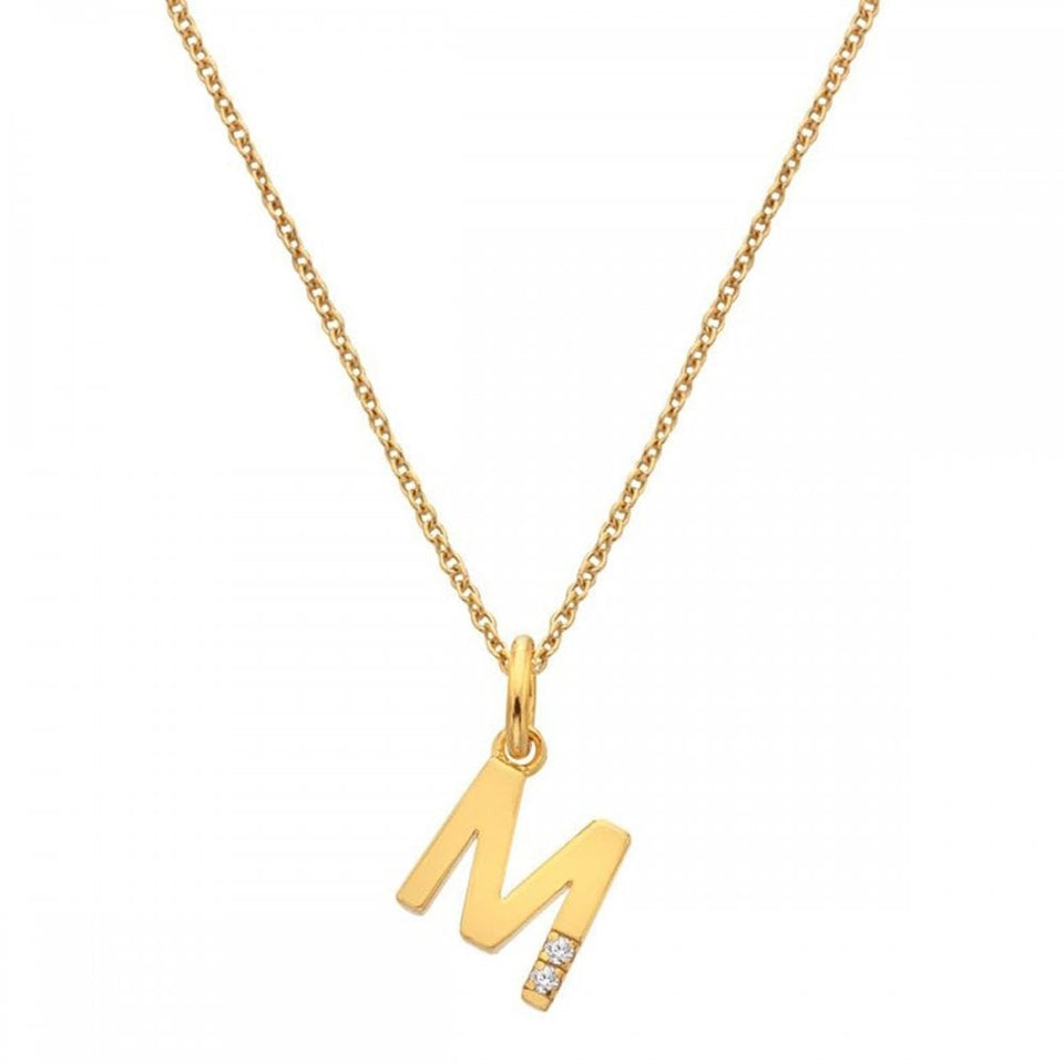 Hot Diamonds Golden Edit Letter 'M' Gold Plated Necklace