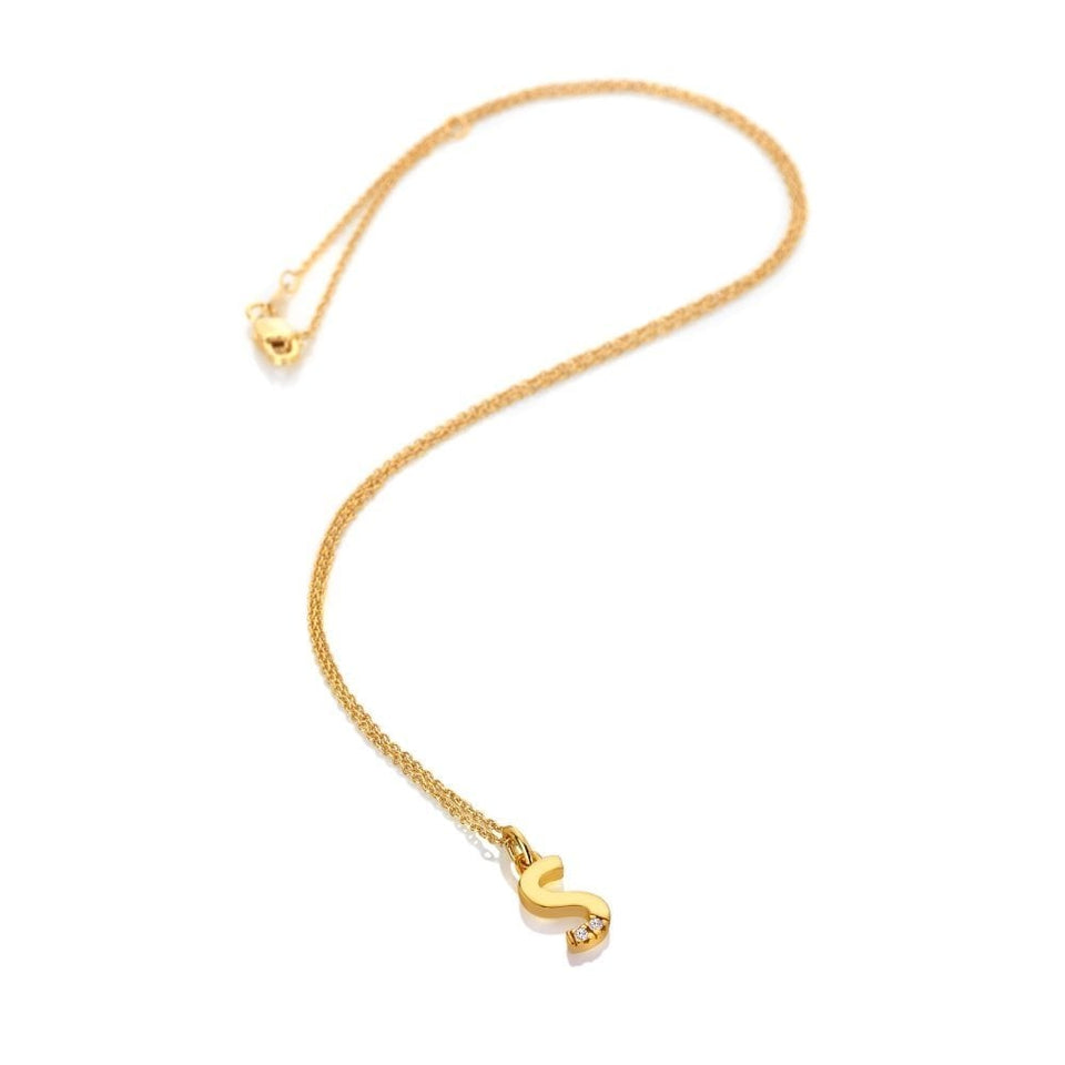 Hot Diamonds Golden Edit Letter 'S' Gold Plated Necklace