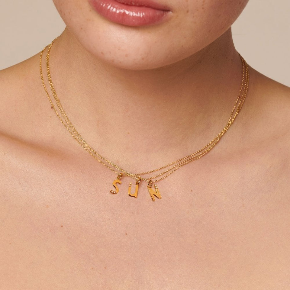 Hot Diamonds Golden Edit Letter 'S' Gold Plated Necklace