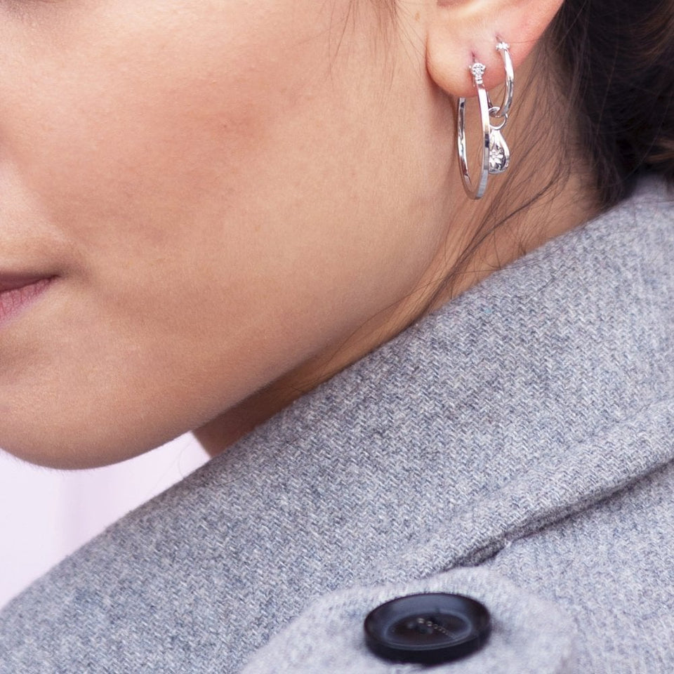 Hot Diamonds Hoops Large Sterling Silver Earrings