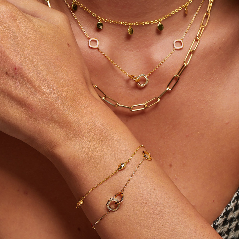 Hot Diamonds Ladies Golden Edit Connected Interlinked Necklace