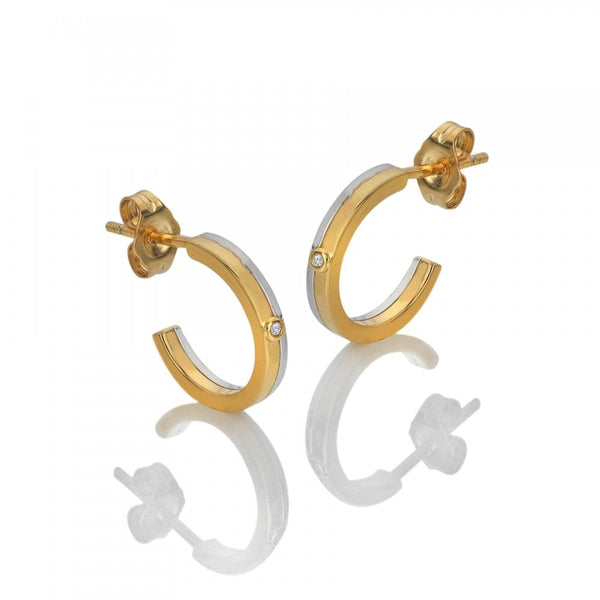 Hot Diamonds Ladies Parellel Two Tone Hoop Earrings