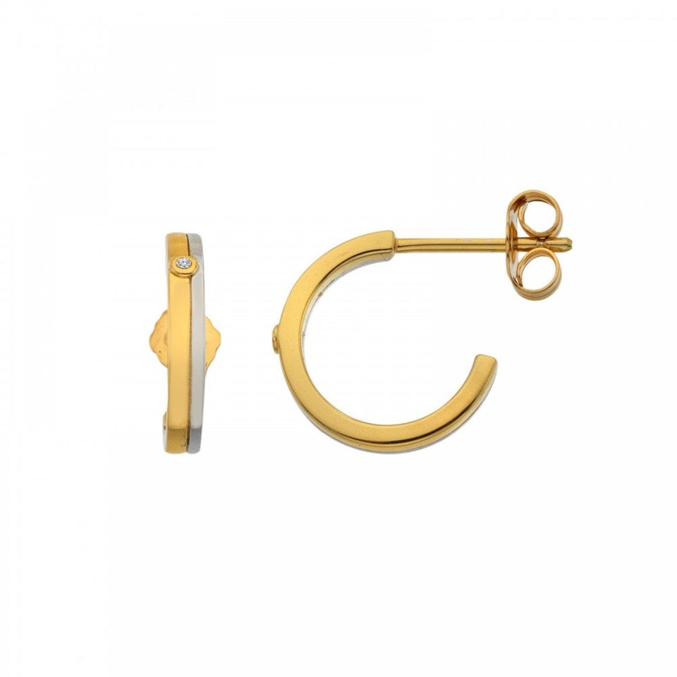 Hot Diamonds Ladies Parellel Two Tone Hoop Earrings