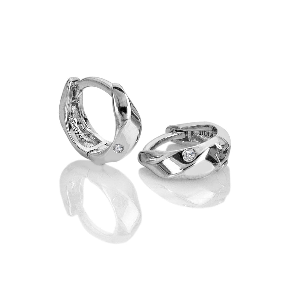 Hot Diamonds Ladies Ridge Sterling Silver Huggie Hoop Earrings