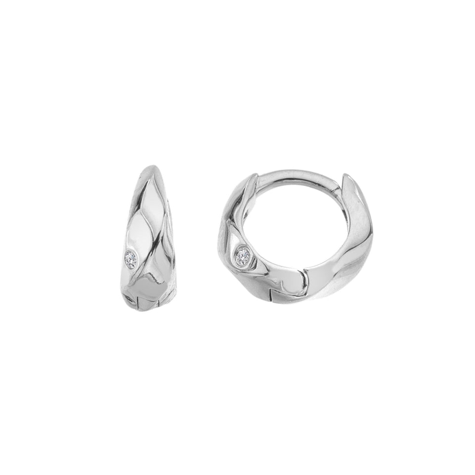 Hot Diamonds Ladies Ridge Sterling Silver Huggie Hoop Earrings