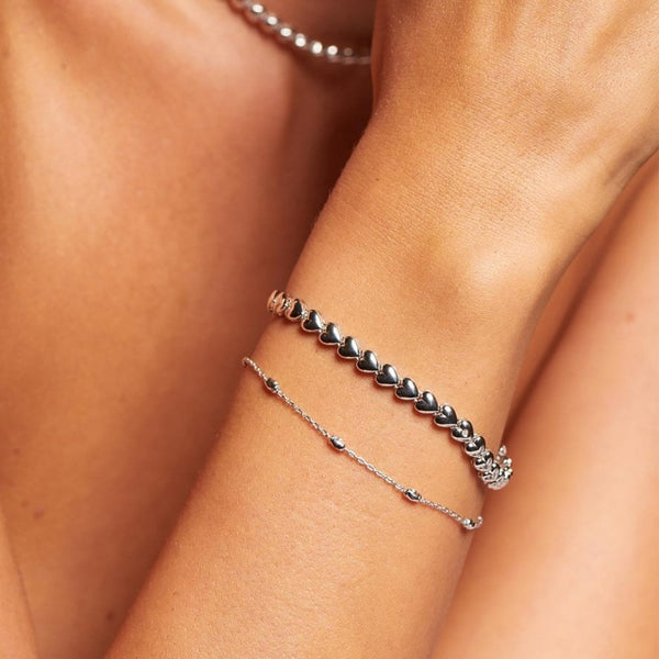 Hot Diamonds Ladies Serenity Sterling Silver Heart Bracelet