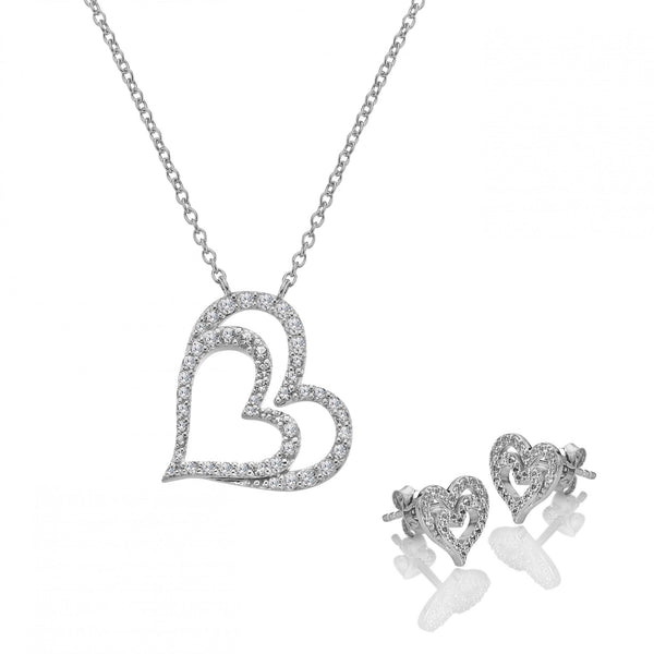 Hot Diamonds Ladies Shimmer Heart Necklace & Earring Giftset