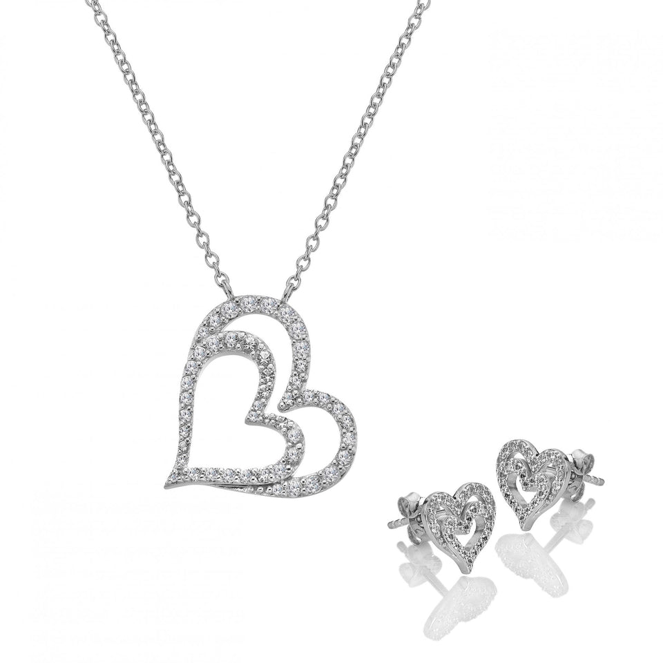 Hot Diamonds Ladies Shimmer Heart Necklace & Earring Giftset