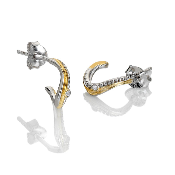Hot Diamonds Ladies Teardrop Two Tone Drop Hoop Earrings