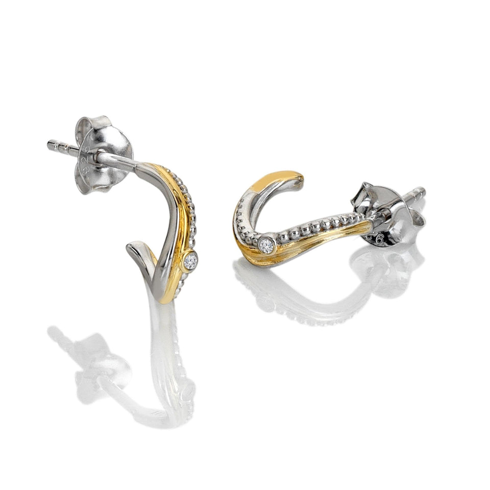 Hot Diamonds Ladies Teardrop Two Tone Drop Hoop Earrings