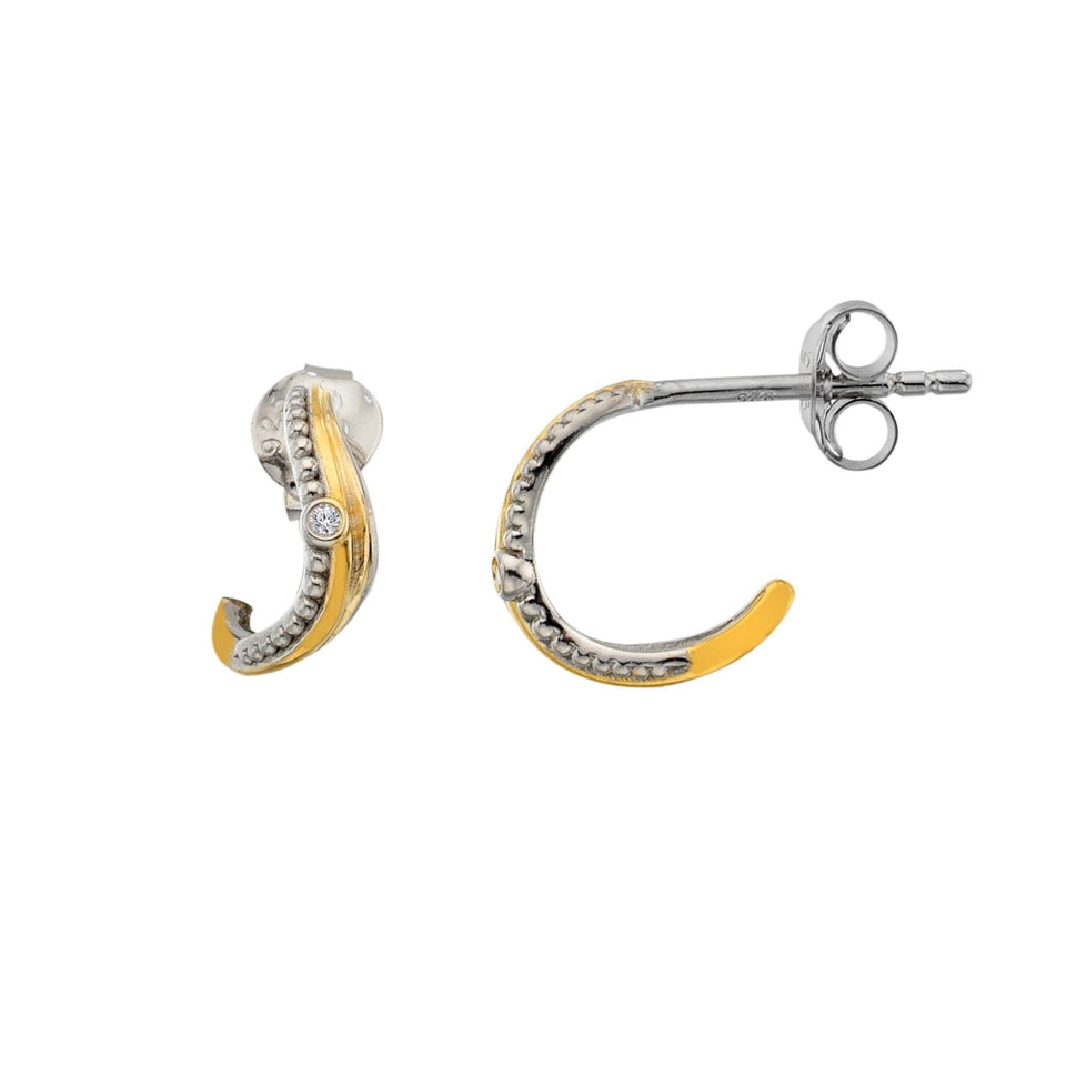 Hot Diamonds Ladies Teardrop Two Tone Drop Hoop Earrings
