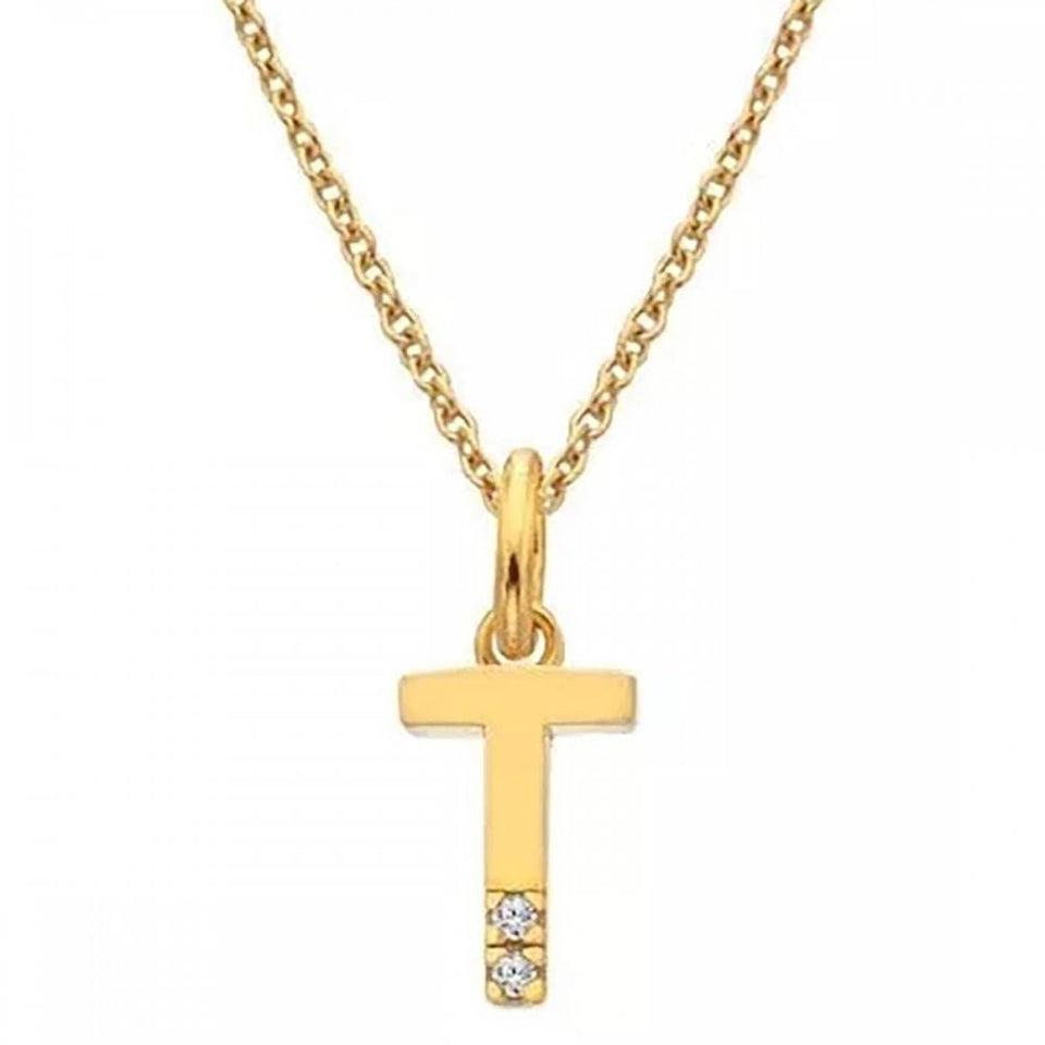 Hot Diamonds Love Letters Micro 'T' Gold Plated Necklace