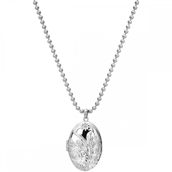 Hot Diamonds Memories Engraved Oval Locket Necklace