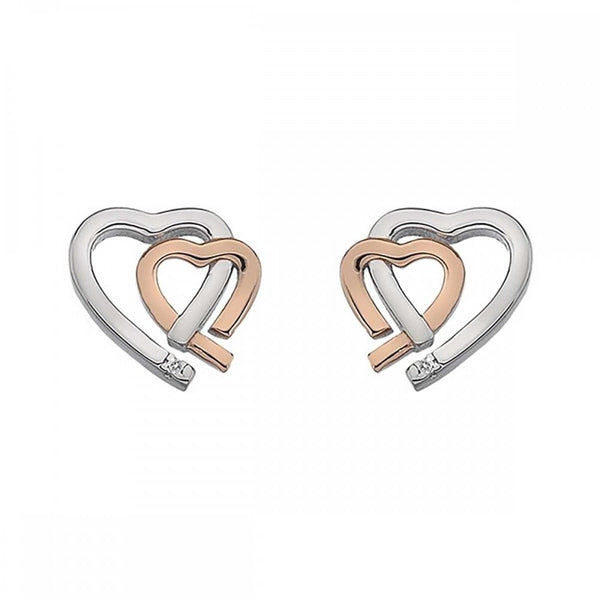 Hot Diamonds Most Loved Two Tone Interlocking Heart Stud Earrings