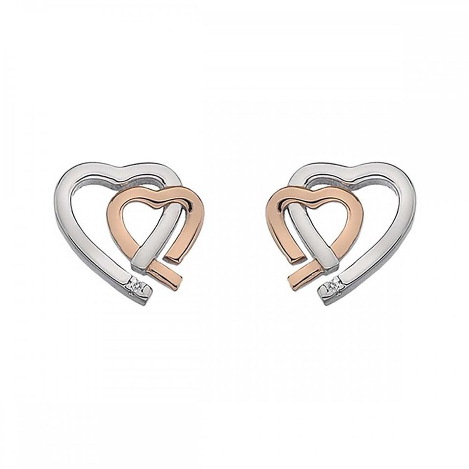 Hot Diamonds Most Loved Two Tone Interlocking Heart Stud Earrings