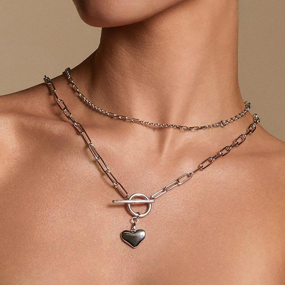 Hot Diamonds Multi Linked T-Bar Drop Heart Necklace