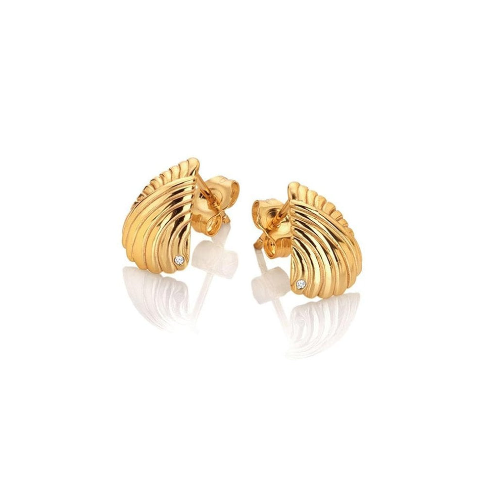 Hot Diamonds Paris 18ct Gold Plated Shell Stud Earrings