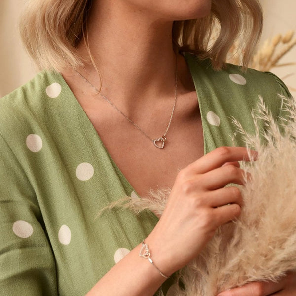 Hot Diamonds Togetherness Two Tone Open Heart Necklace