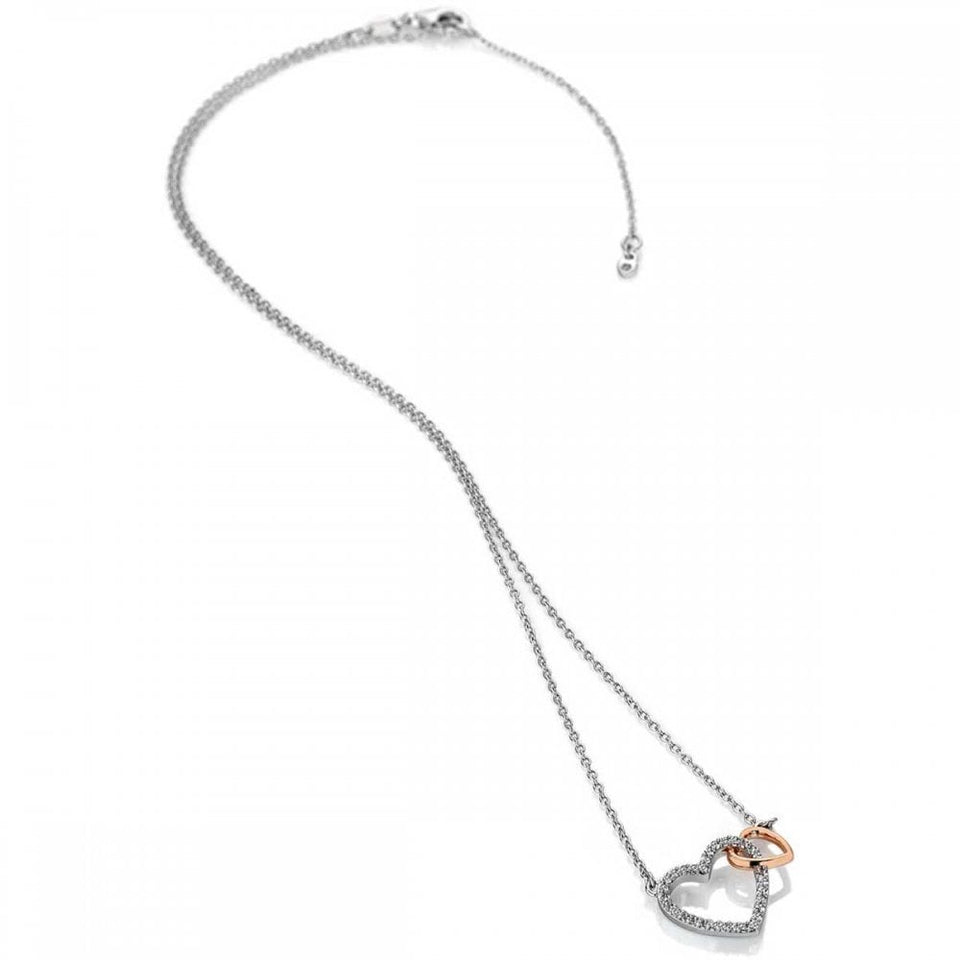 Hot Diamonds Togetherness Two Tone Open Heart Necklace