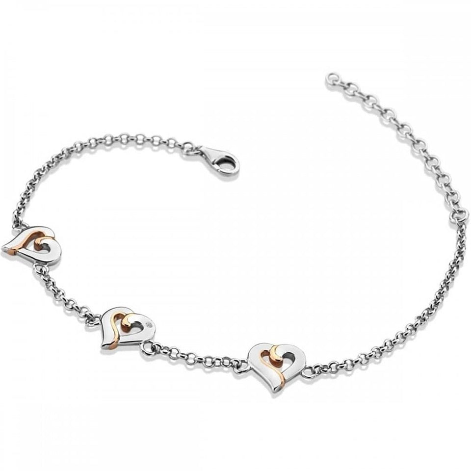 Hot Diamonds Togetherness Two Tone Station Hearts Bracelet